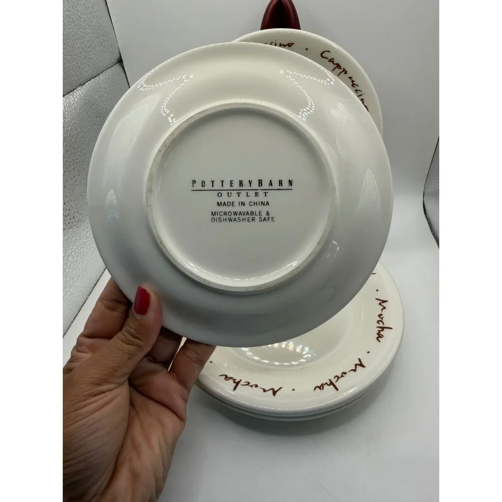 Pottery Barn Outlet Mocha Cappuccino Coffee Appetizer Dessert‎ Plates Set of 4